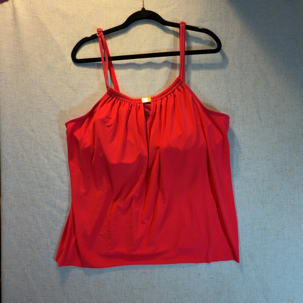 Aqua Green Tankini Swim Top Gathered Neckline Women's Size 2X